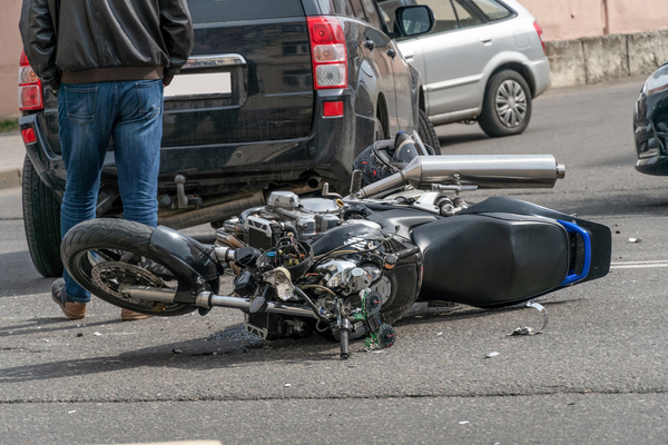 Broken motorcycle after a fatal accident.