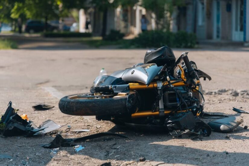 A photo of a motorcycle accident